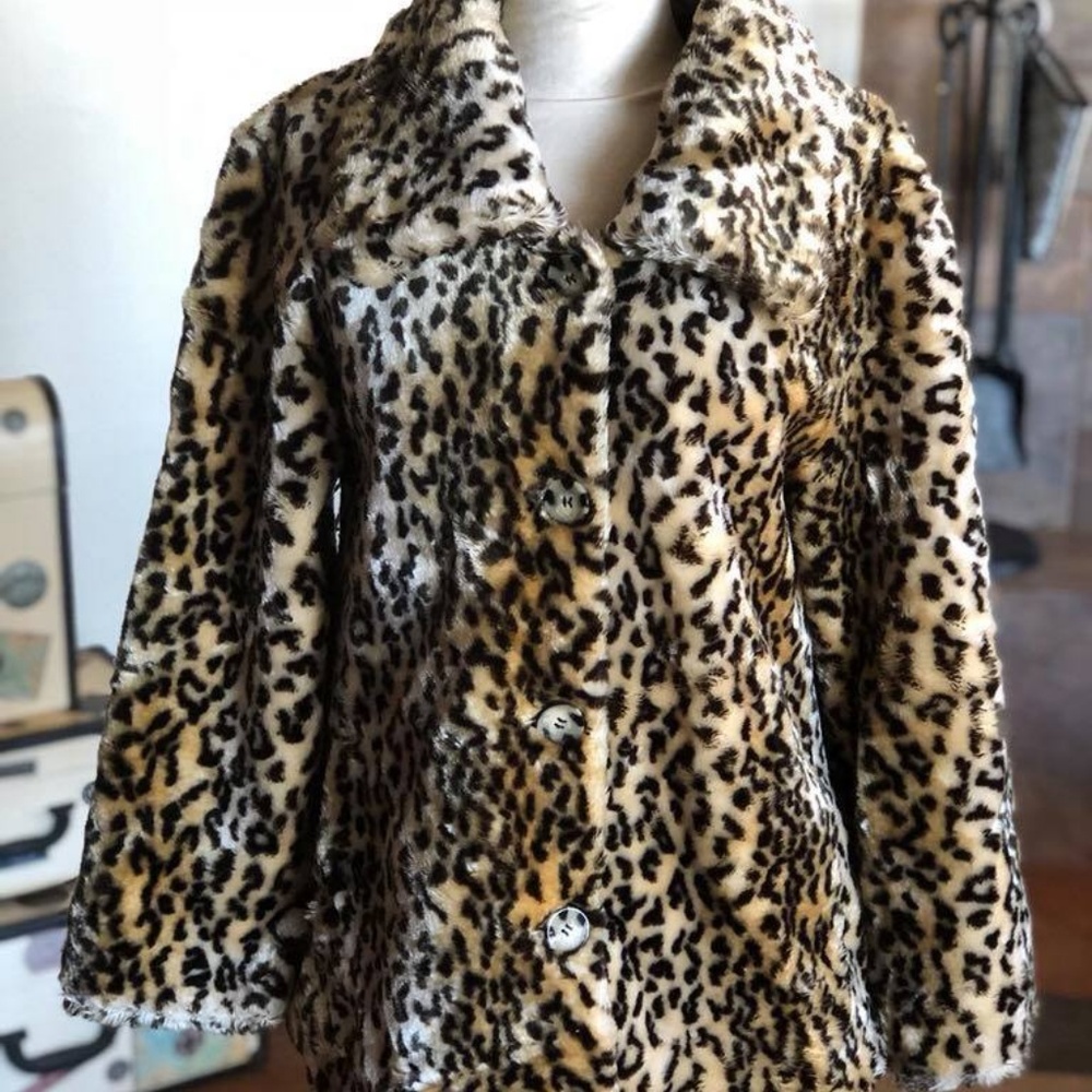 Faux Fur Plush Leopard Coat